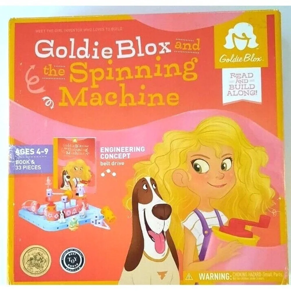GoldieBlox and the Spinning Machine Engineering Toy Set with Book and 33 Pieces